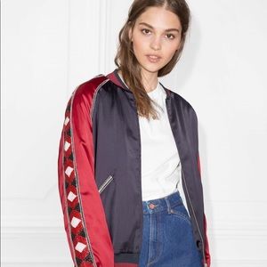 & Other Stories silk quilted bomber with beading